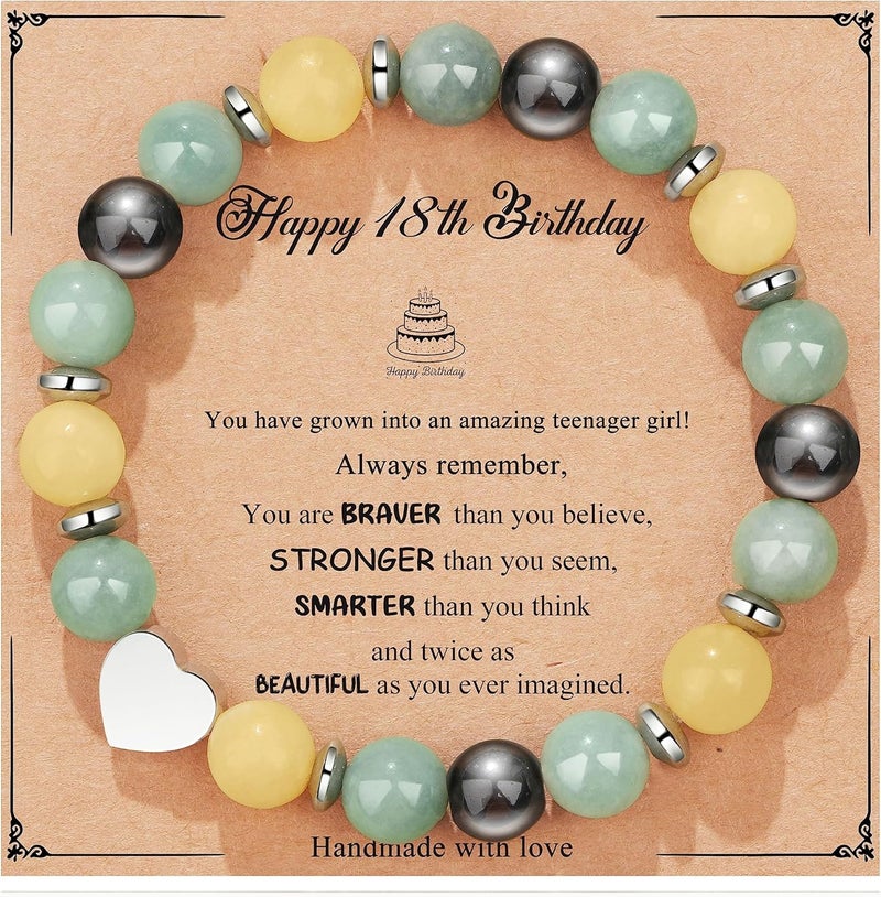 Yiyang 13th 16th 18th 21st 25th 30th 35th 40th 45th 50th 60th 65th 70th 75th 80th Birthday Gifts for Women, Natural Stone Bracelet Birthday Gifts for Women Mom Daughter Grandma Sister Coworker - Image 1